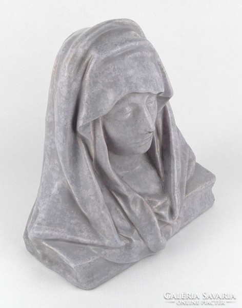 1M222 Antik art deco kőcserép Madonna szobor 26.5 cm