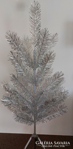 Old silver laminate artificial fir Elka Russian design retro Christmas tree 135 cm