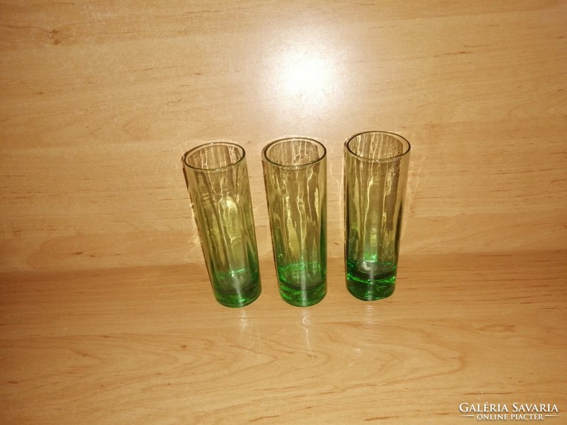 Retro zöld üveg csőpohár 3 db egyben (8/K)