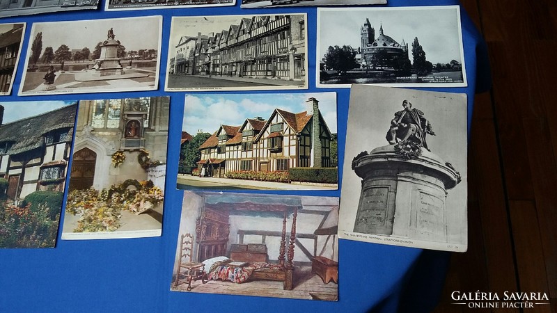 15 db régi képeslap Stratford - Upon - Avon -ból (Anglia) Shakespeare szülővárosából (1956-61.)