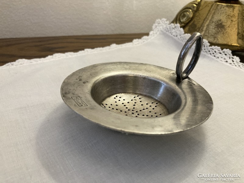 Antique ges gesch marked silver plated tea strainer