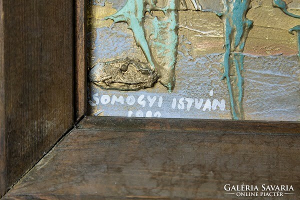 Somogy István (1930 - 1998): Akvárium ,  kortárs akrill festmény (50845)