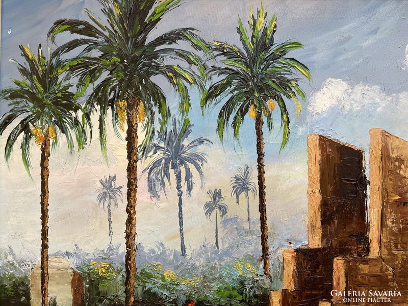 1960-1970 About: oasis with palm trees from a foreign gallery 88x108cm!!