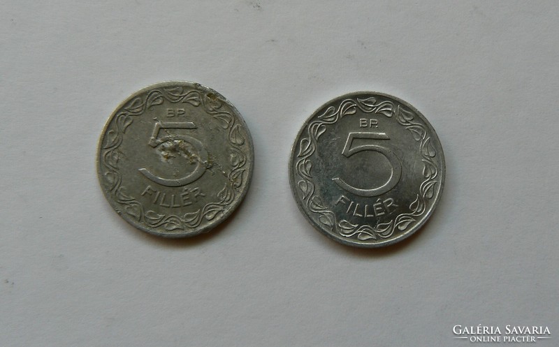 5 Fillér, 1953 with mint defect, 1963 coin collection in one