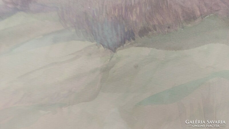 ( (K) Régi akvarell tájképfestmén 62x48 cm kerettel, szignózott