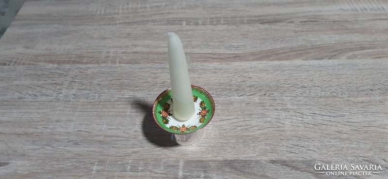 Antique candle holder, sterling silver base porcelain plate