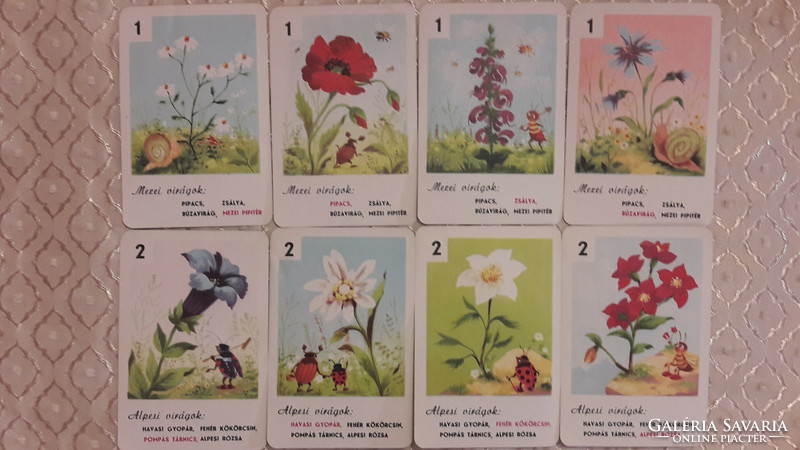 Retro kártya, virág kvartett (M3394)