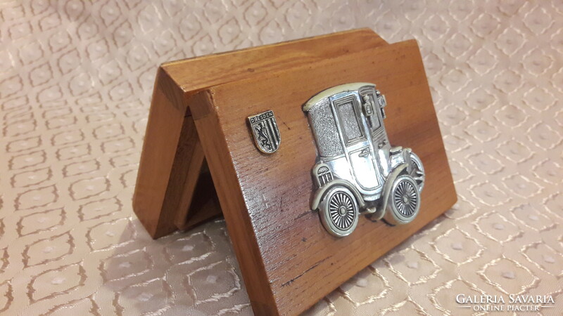 Old mobile wooden box, card holder box (m3393)