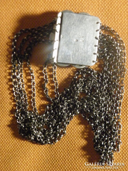 Antik ezüst, jelzett (800-as) nyakék rubin kővel (1800-as évek vége, max.1905 évek eleje)