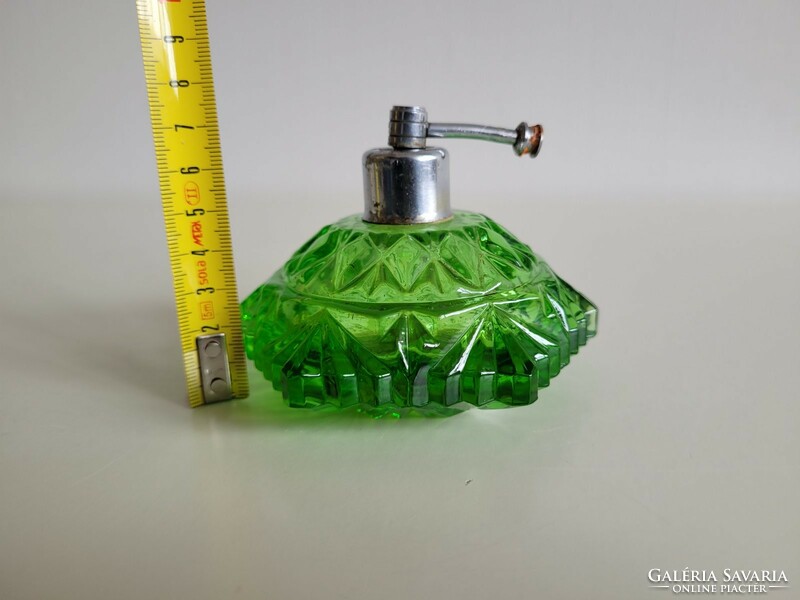 Régi zöld parfümös üveg art deco kölniszóró palack