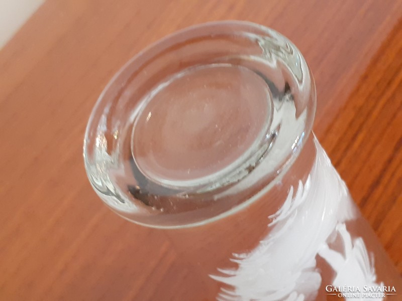 Antik zománcfestett jelenetes üveg pohár
