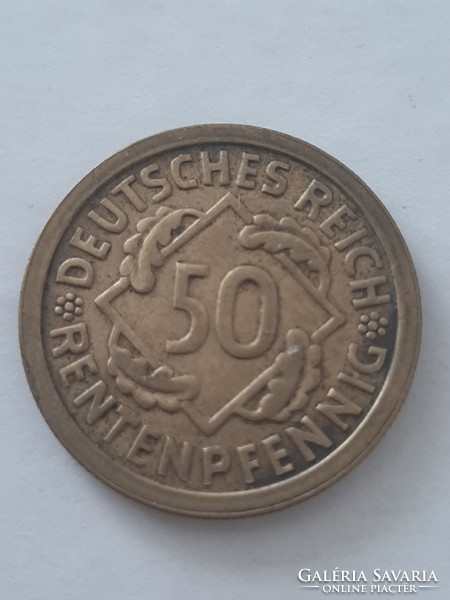 Germany, Weimar Republic 50 renten pfennig 1923 d rare year and letter d
