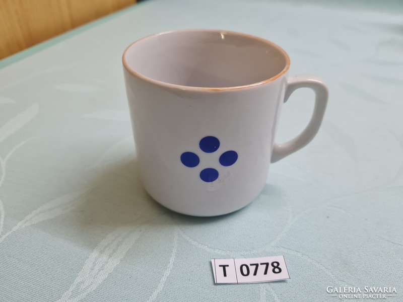 T0778 zsolnay blue polka dot mug