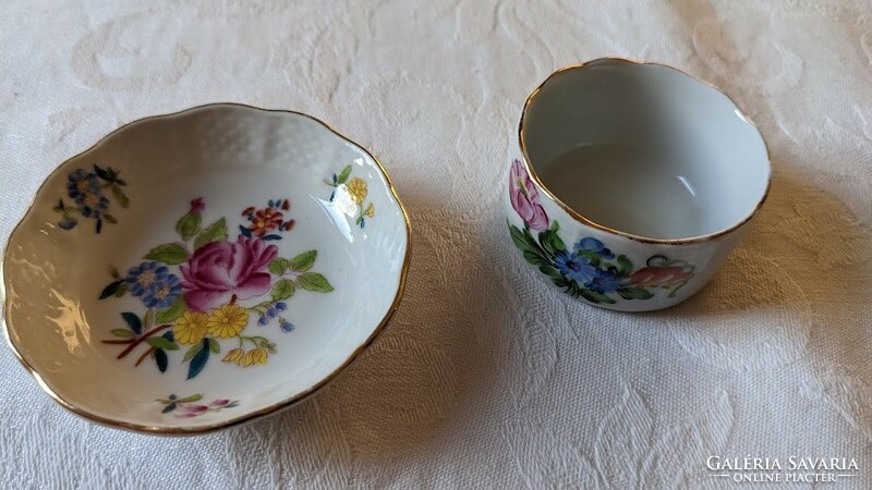 2 Herend rose pattern bowls, hand painted, marked and numbered