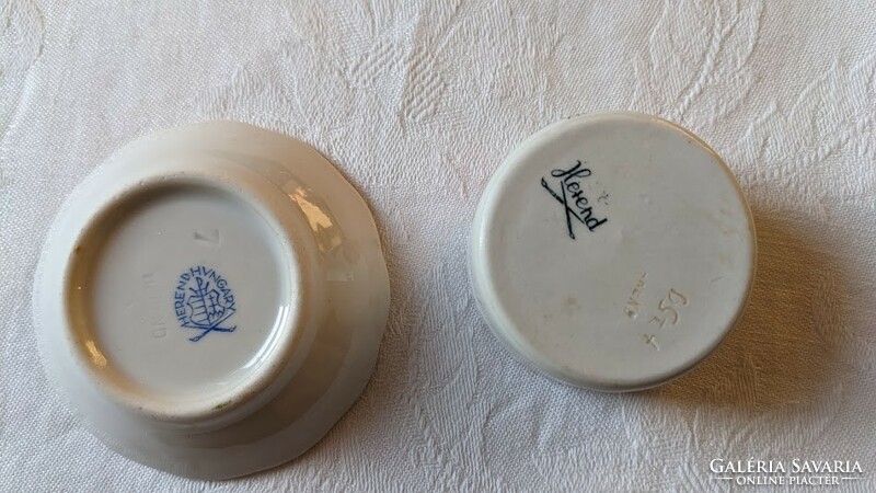 2 Herend rose pattern bowls, hand painted, marked and numbered