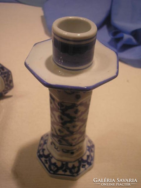 N19 Ázsiai szép állapotú 3 db egyforma porcelán gyertyatartók eladóak 14 cm-esek