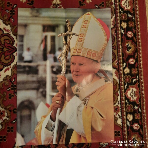 Nagy méretű II. János Pál pápa kép  /38,5 x 55 cm/