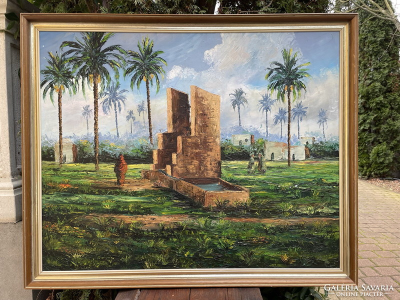 1960-1970 About: oasis with palm trees from a foreign gallery 88x108cm!!