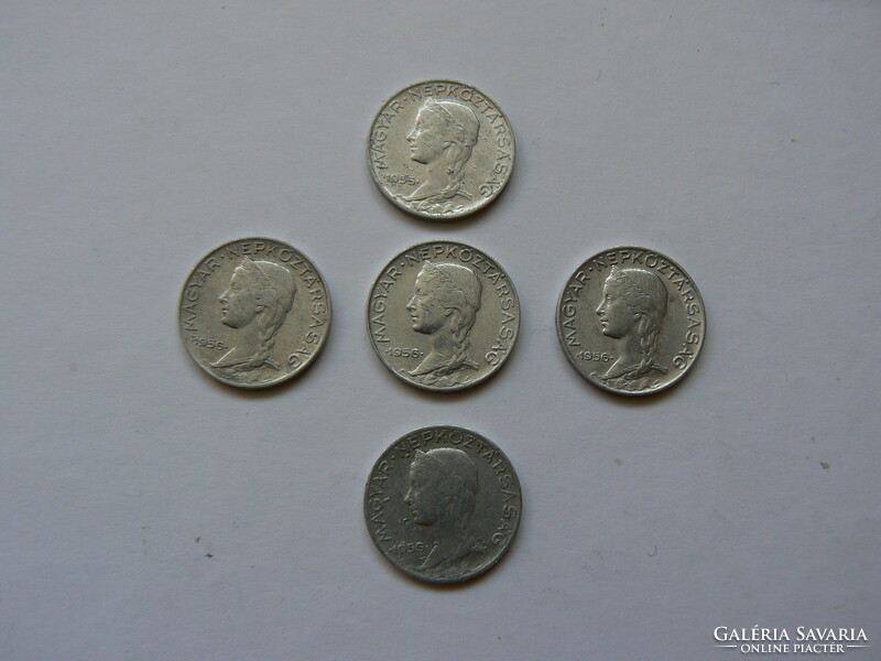 1 DB 5 FILLÉR,1955. VERŐTŐHIBÁS, 4 DB 5 FILLÉR 1956.  ÉRME  GYŰJTEMÉNY EGYBEN