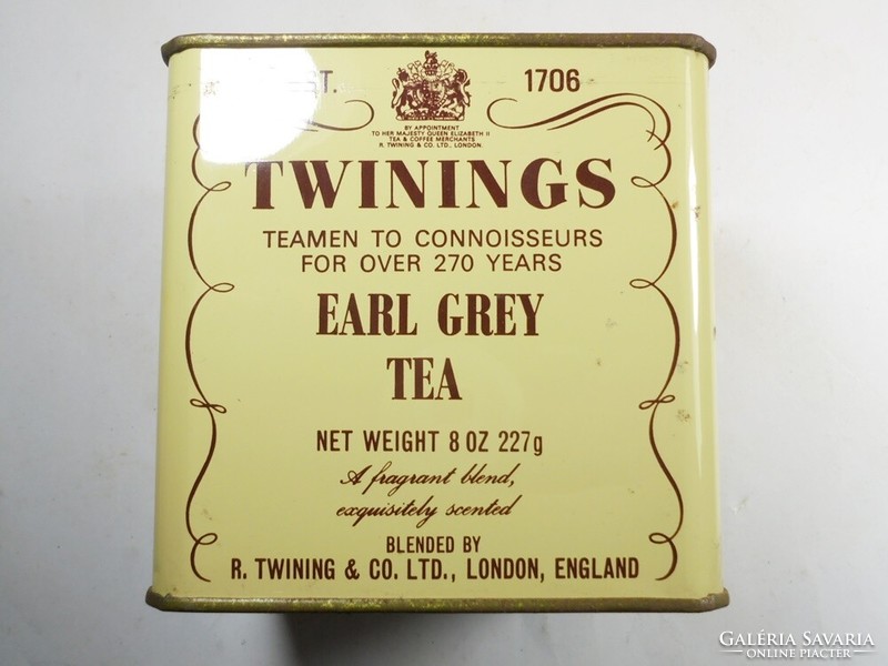 Retro English metal tea box metal tin box - twinings english breakfast tea - 1970s