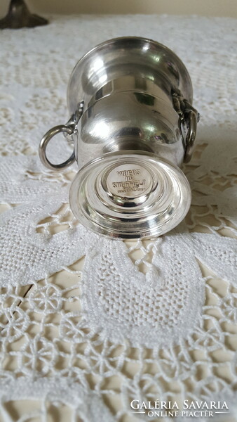 Silver-plated lion's head small mustard dispenser and toothpick holder