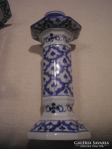 N19 Ázsiai szép állapotú 3 db egyforma porcelán gyertyatartók eladóak 14 cm-esek
