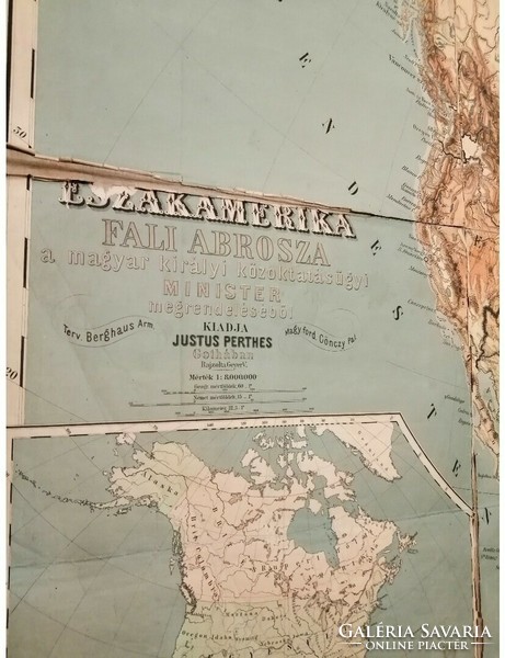 1874,"Észak Amerika fali abrosza..." Gönczy Pál, Berghaus Ármin. Kiadta Justus Perthes Gothában.