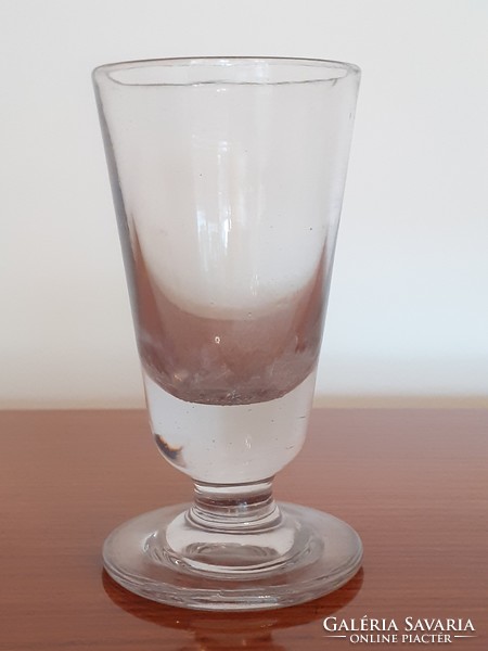 Antik vastag üvegpohár régi talpas pohár