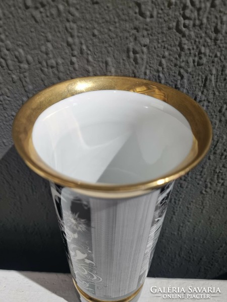 Hollóházi Saxon endre porcelain vase 20cm - 51114
