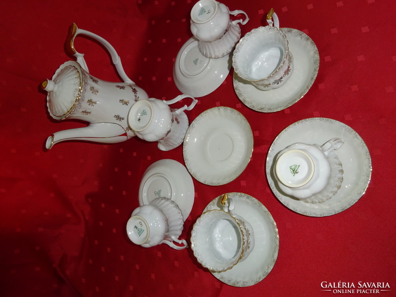 Lengyel porcelán, antik, ötszemélyes teáskészlet, 13 darabos. Vanneki!