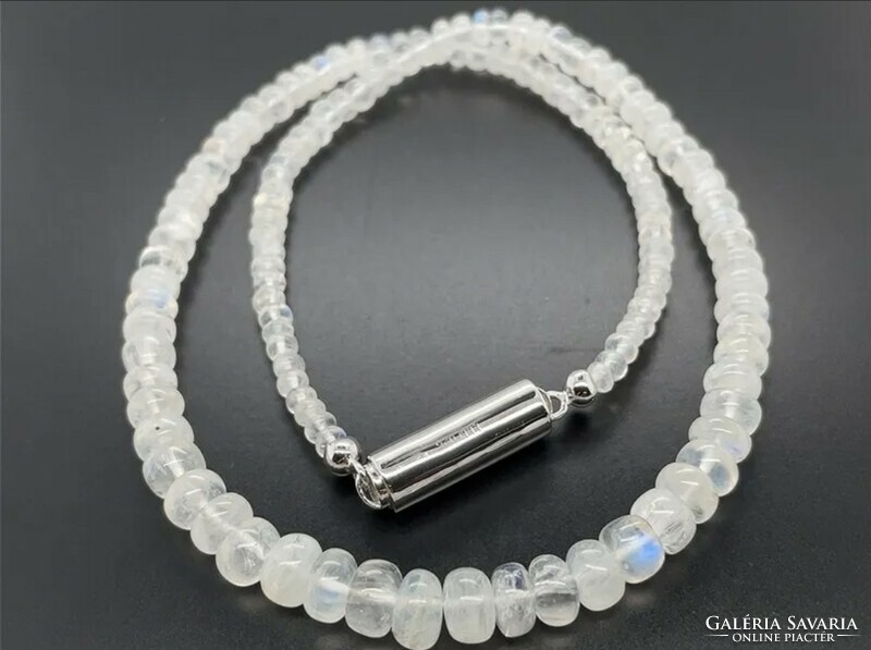 Fabulous rainbow moonstone gemstone sterling silver /925/ necklace -new