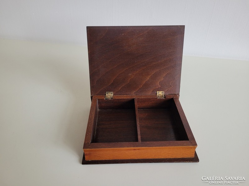 Old inlaid wooden card box book shaped box wooden box