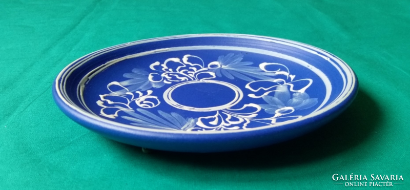 Barth lídia tihany blue-white pattern marked ceramic wall plate 17 cm