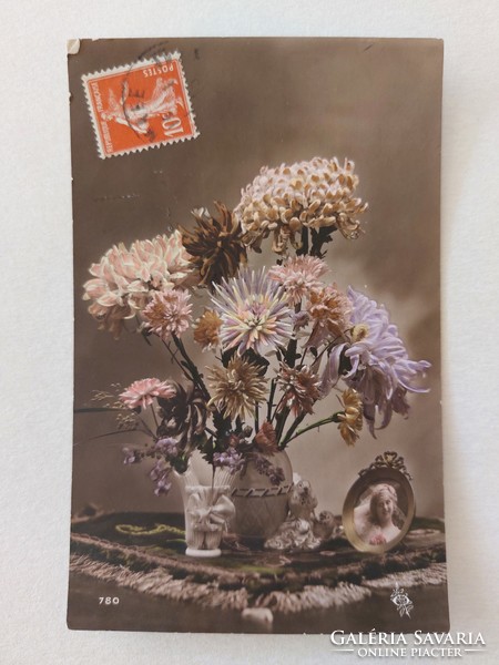 Old floral postcard 1918 postcard carnation
