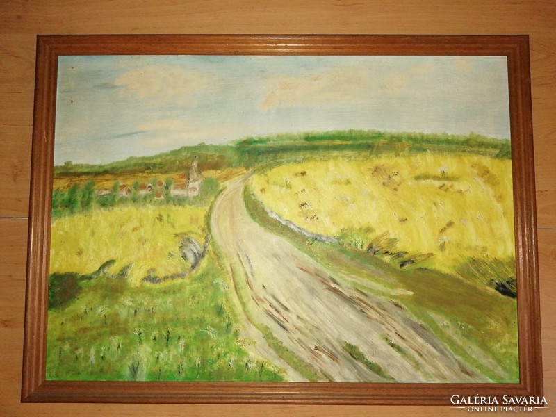 Wheat field on the edge of the border painting, picture frame 55*75 cm