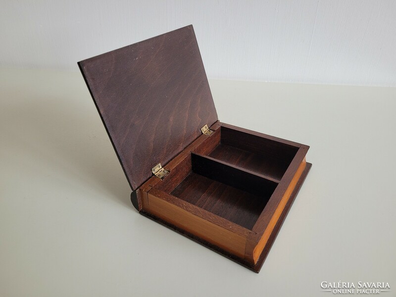 Old inlaid wooden card box book shaped box wooden box