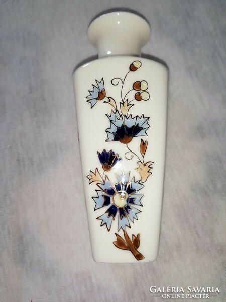 Zsolnay, rectangular snow flower vase with cornflower pattern