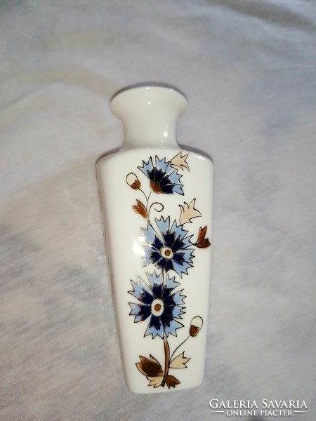 Zsolnay, square snow flower vase with cornflower pattern 2.