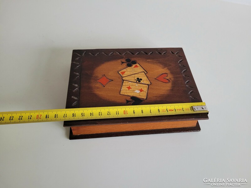 Old inlaid wooden card box book shaped box wooden box