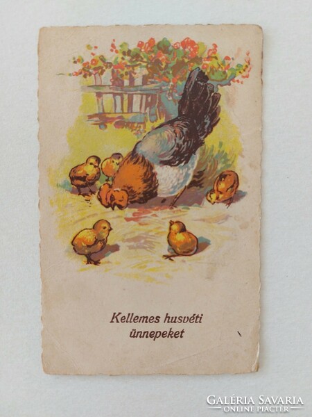 Old Easter postcard postcard with chickens