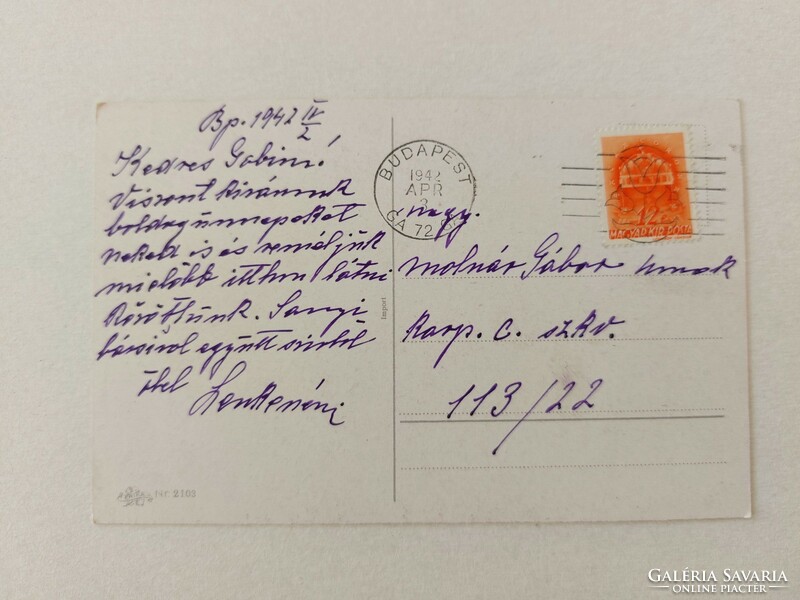 Old Easter postcard 1942 postcard violet barka