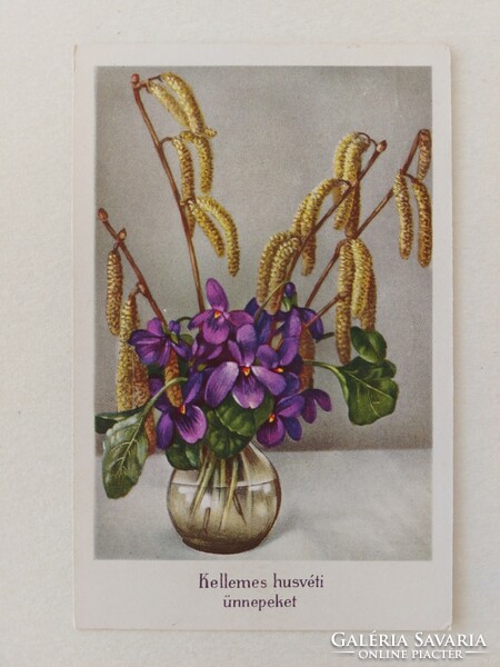 Old Easter postcard 1942 postcard violet barka
