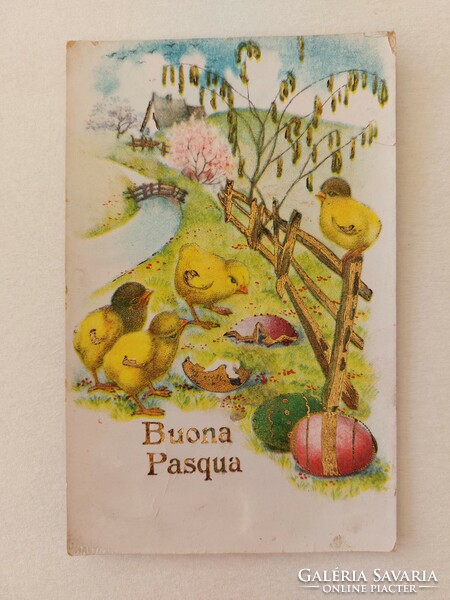 Régi húsvéti képeslap 1930 levelezőlap csibék tojások