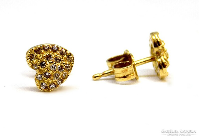 Heart earrings with gold stones (zal-au72910)