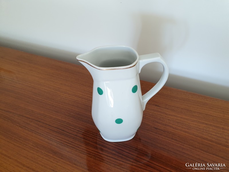 Old Zsolnay porcelain green polka dot vintage water jug 1 liter
