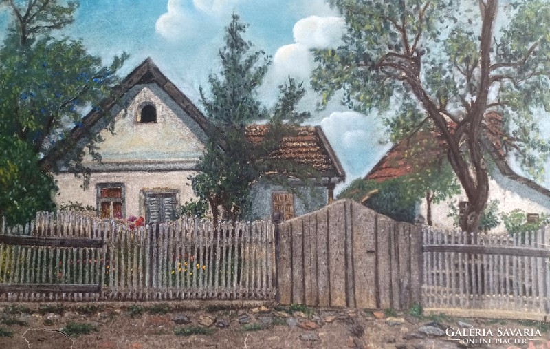 Tavaszi utcakép - Sz.A. jelzéssel, pasztell (47x31)