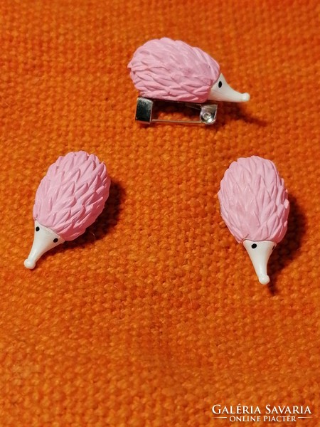 Hedgehog brooch with earrings (960)