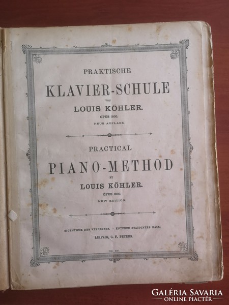 Louis Köhler: Praktische Klavier-Schule ( zongora iskola) 184 oldalas antik kotta