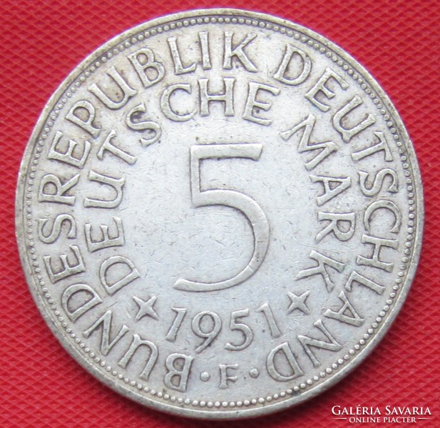 Silver 5 marks 1951 f nszk