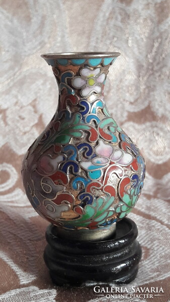 Diaphragm enamel copper vase, old miniature cloisonné (l3488)